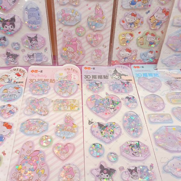 Colorful Glitter Sanrio Shake Stickers - Juneptune