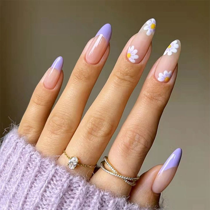 24pcs/Box Press On Cute Floral Summer False Nails - Juneptune