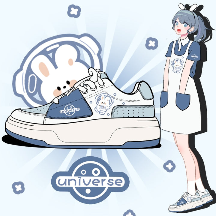 Kawaii Blue Bunny Chunky Sneakers - Juneptune