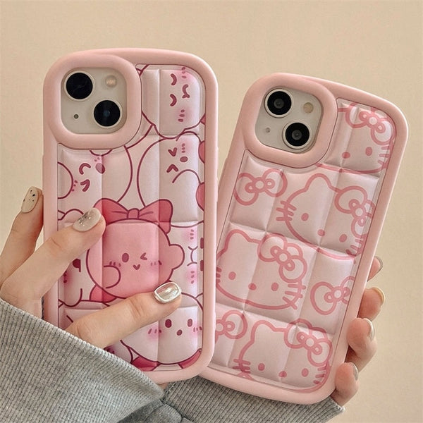 Cute Kirby Hello Kitty Aesthetic iPhone Case - Juneptune