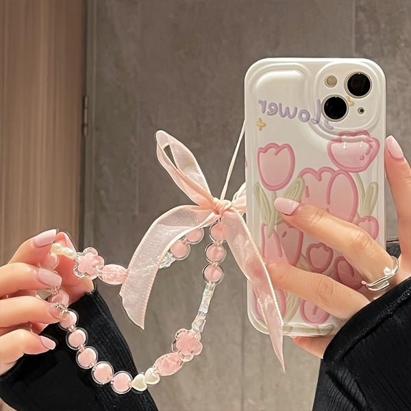 Aesthetic Flower Tulip Phone Case With Lanyard - Juneptune