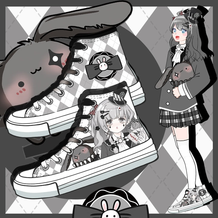 Kawaii Bunny Anime Girl High Top Shoes - Juneptune