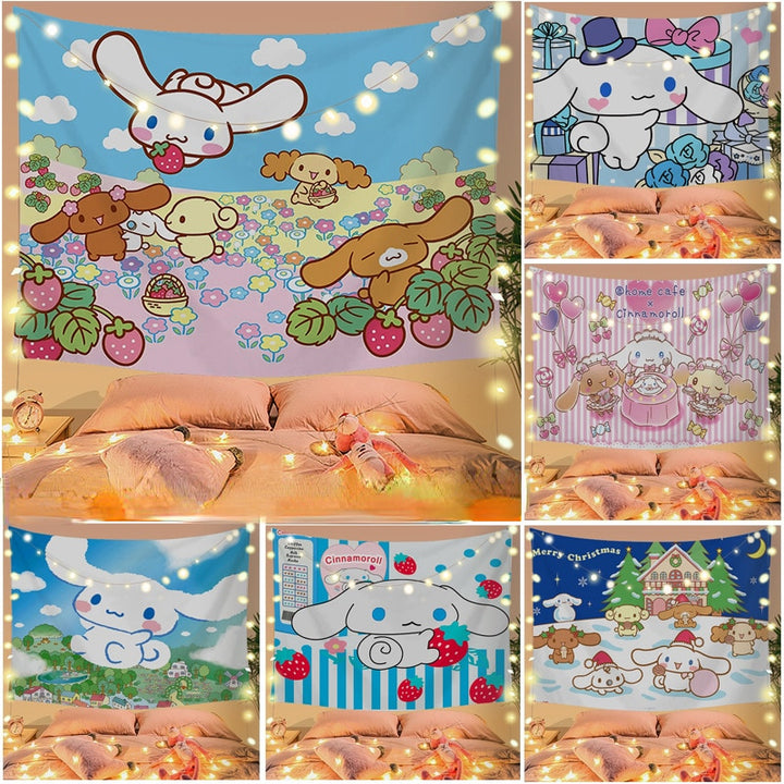 Sanrio Kawaii Cinnamoroll Wall Decoration Tapestry - Juneptune