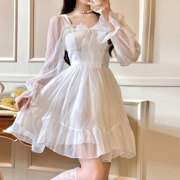 Fairycore Lolita White Dress - Juneptune