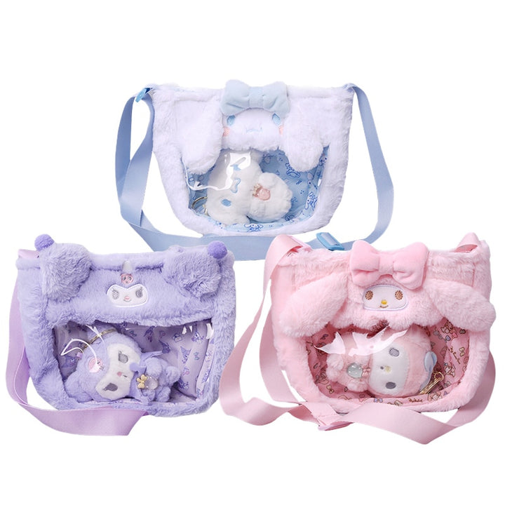 Kawaii Sanrio Fluffy Bag With Keychain - Juneptune