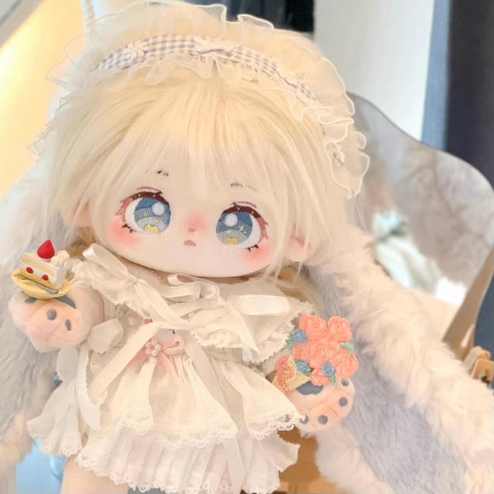 White Hair 20cm Plush Doll, Cute Girl Doll, No Feature 